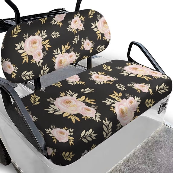 Garronmavis Pink Roses Easy to Install Golf Cart Seat Covers 2-Pack Breathable Polyester wGolf Cart Replacement Seat Cover Interior Accessiores Universal Fit for Most Cart Models