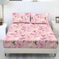 thumbnail image 1 of Garronmavis Pink Santa Claus Print 3 Piece Bedding Set, Soft Breathable Fitted Sheet with 2 Pillow, Cute Christmas Themed Bedroom Decor for Kids Adults, 198cm*203cm, 1 of 7