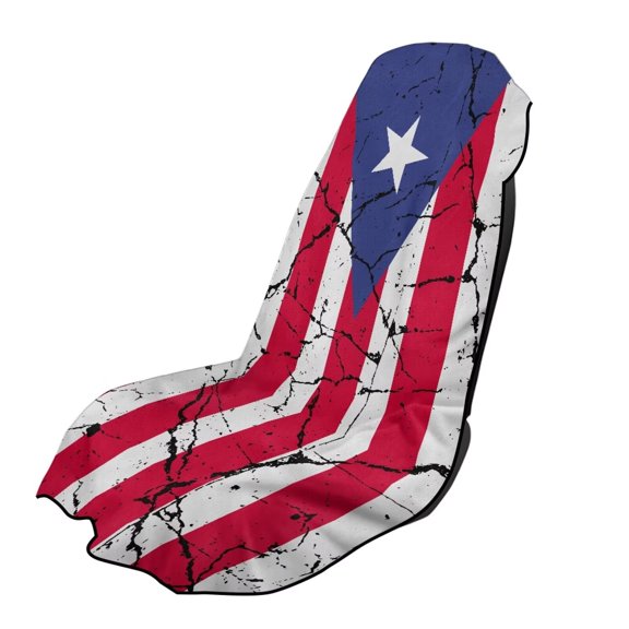 Garronmavis Puerto Rico Flag Car Seat Towel Cover Stain Resistant Breathable Non-Slip 1 PC Front Seat Includes Storage Bag Easy Installation Fits Most Cars SUVs Trucks Sedans Vans