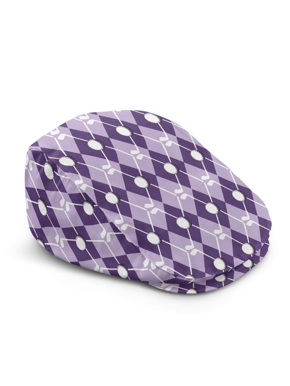 Purple Argyle Golf Pattern Flat Cap for Men Breathable Gatsby Cabbie Hat Retro Ivy Beret Ideal for Golfing Driving Daily Wear Vintage Gentleman Headwear