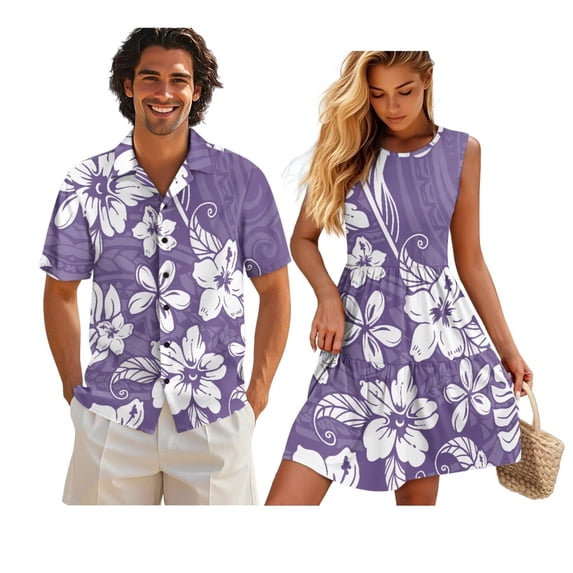 Garronmavis Purple Polynesian Couples Matching Outfits Husban and Wife ...