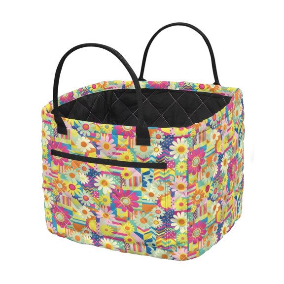 Garronmavis Quilted Laundry Basket with Handles, Aztec Foldable Large Capacity Laundry Hamper, Decorative Storage Organizer for Bedroom, Nursery and Car Use