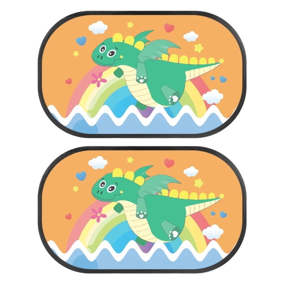 Garronmavis Rainbow Dinosaur 2 Pack Car Sun Shade Window Shade Baby in Car for Side Window Glare and UV Rays Protection Car Window Shades Easy Installation 20*12 in