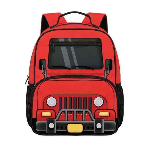 Garronmavis Red Car 13.5 Inch Boys Preschool Backpack for 3-5 Years Old Toddlers Kids Portable Girls School Backpack with Adjustable Straps and Side Pockets for Simple Outdoor Trip