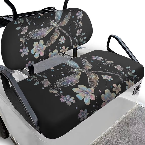 Garronmavis Retro Dragonfly Golf Cart Front Seat Covers for Outdoor Sports Breathable Split Backrest Front Seat Cover Easy to Install and Clean Interior Decor Accessiores