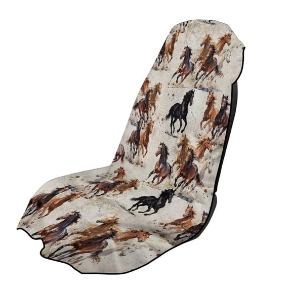 Garronmavis Running Horses Car Seat Towel Cover Stain Resistant Breathable Non-Slip 1 PC Front Seat Car Seat Protector with Storage Bag Universal Fit for Cars SUV Trucks Sedan Van