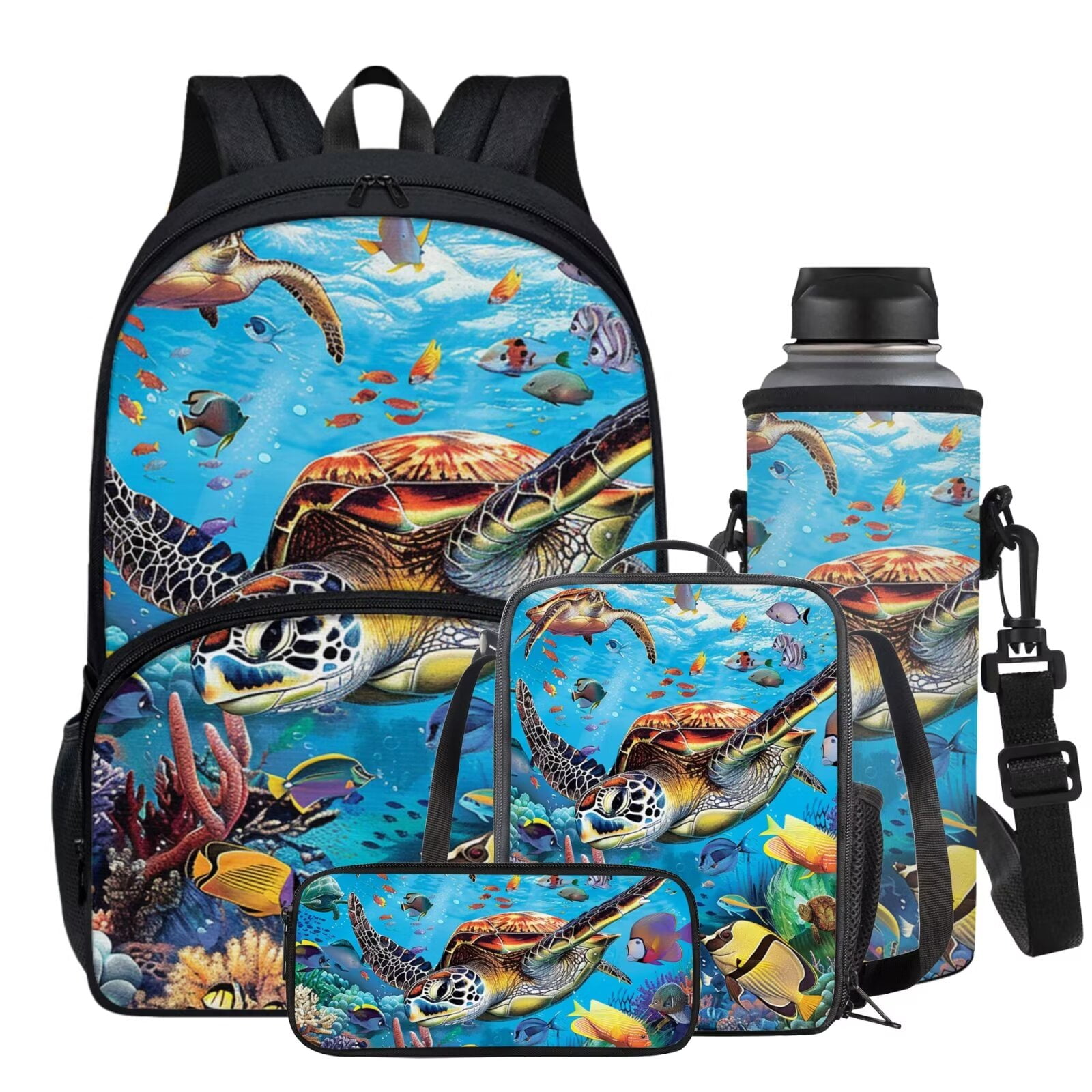 Garronmavis Sea Turtle Print Backpack Set for Boys 516, Middle School — free download