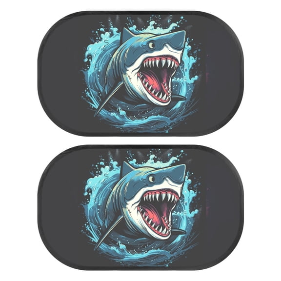 Garronmavis Shark 2 PC Car Window Shades Baby Window Shade Glare and UV Rays Protection Car Window Shades Easy Installation 20*12 in Universal Fit for Most Cars