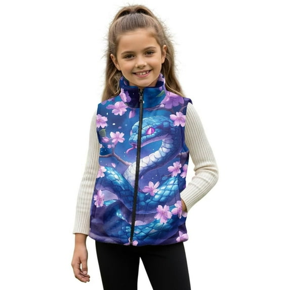 Garronmavis Snake Kids Vest 2T Versatile Flowers Boys Outerwear Vests Comfortable Sleeveless Jacket Full-Zip Fall Winter Warm Outerwear Soft Full-Zip Lightweight Sleeveless Jacket