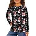 thumbnail image 1 of Garronmavis Snowman Girls Long Sleeve T-Shirts Size 15-16 Soft Cane Candy Casual Crewneck Loose Fit Tee Tops Warm Long Sleeve Crewneck T-Shirts Tee Tops Fashion for Daily Life, 1 of 7