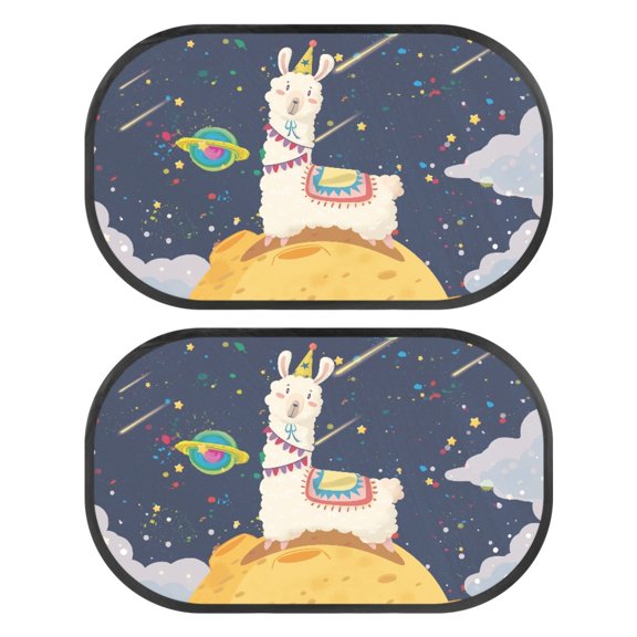 Garronmavis Space Alpaca 2 Pack Window Shade for Baby in Car Window Shades for Side Window Glare and UV Rays Protection Car Window Shades Easy Installation 20*12 in