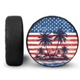 thumbnail image 1 of Garronmavis Spare Tire Cover, American Flag Palm Tree Waterproof Elastic Cars Spare Tires Covers Rv Essentials Rv Spare Tire Cover 15 Inch Wheel Accessories Polyester, 1 of 4