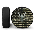 thumbnail image 1 of Garronmavis Spare Tires Cover, Camouflage American Flag Deer Dustproof Waterproof Anti-UV Wheel Tire Covers for Most Cars RV SUV Truck 15 Inch Wheel Covers, 1 of 4