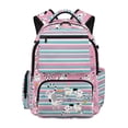 thumbnail image 1 of Garronmavis Striped Cat Backpacks for School Smooth Zippers School Bag Large Capacity Book Bag 17-inch for 6-10Y Primary School Students Back to School Gift, 1 of 4