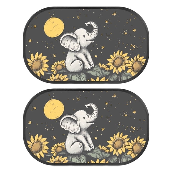 Garronmavis Sunflower Elephant 2 PC Baby Window Shade Car Window Shades for Side Window Glare and UV Rays Protection Car Window Shades Easy Installation 20*12 in