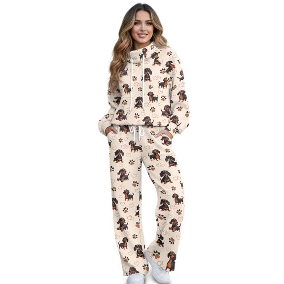 Garronmavis Sweatsuits Women 2 Piece Outfit Womens Sweat Suit Lounge Set Sweatshirt Wide Leg Sweatpants Loose Fit Tracksuit Hippie Floral, Size S