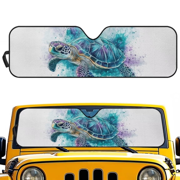 Garronmavis Tie-dyed Turtle Windshield Sun Shade for 2007-2023 Wrangler Rubicon Sahara TJ JK JKU 2 & 4 Door-Blocks UV Rays Sun Visor Protector,Car Sun Shade Keep Your Vehicle