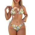 thumbnail image 1 of Garronmavis Triangle Bikini Sets for Women Full Coverage Bottoms Summer Lemon Print Sexy Thong Bathing Suit Swimwear Halter Hawaiian Style Swim Suit, 1 of 6