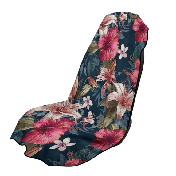 Garronmavis Tropical Floral Car Seat Towel Cover with Storage Bag Stain Resistant Easy InstallationFront Car Seat Protector Universal Fit for Cars SUV Trucks Sedan Van Auto Interior Accessories