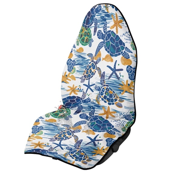 Garronmavis Turtle Starfish Car Seat Towel Cover Waterproof 1 PC Breathable Non-Slip Easy Install Universal Fit for Cars SUV Trucks Sedan Van Auto Interior Accessories