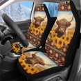 thumbnail image 1 of Garronmavis Two Piece Fuzzy Front Car Seat Covers Aztec Highland Cow Cars Seats Cover Fit for SUV,Sedan,Trucks Soft Car Seat Blanket Easy to Install, 1 of 7