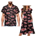 thumbnail image 1 of Garronmavis UK Flag Couples' Outfits Husban and Wife Clothing Men's Button Up Shir Plus Size Summer Beach Blouse Womens Short Sleeve Dress Casual A-Line Party Sundress, 1 of 7