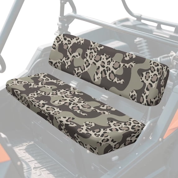 Garronmavis UTV Seat Covers Protection with Elastic Edges Easy to Install UTV Accessories Polyester Fabric Compatible with Kawasaki Mule 4010 4x4(2009-2025) Leopard Camo