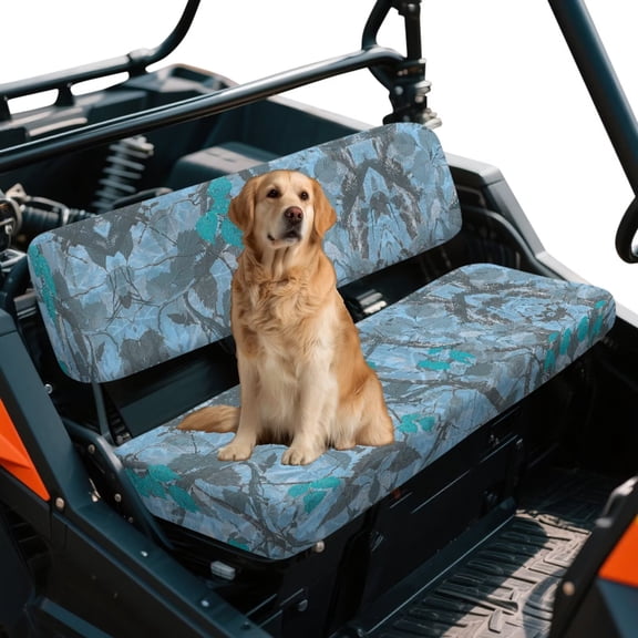 Garronmavis UTV Seat Covers Protection for Kawasaki Mule Seats with Elastic Edges Easy to Install UTV Accessories Polyester Fabric Blue Hunting Forest