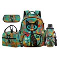 thumbnail image 1 of Garronmavis Vintage Art Heart Cat 4PCS School Backpack Set, 17 Inch Colorful Graffiti Print Girls Daypack with Insulated Lunch Bag, Pencil Pouch and Water Bottle Holder, 1 of 3