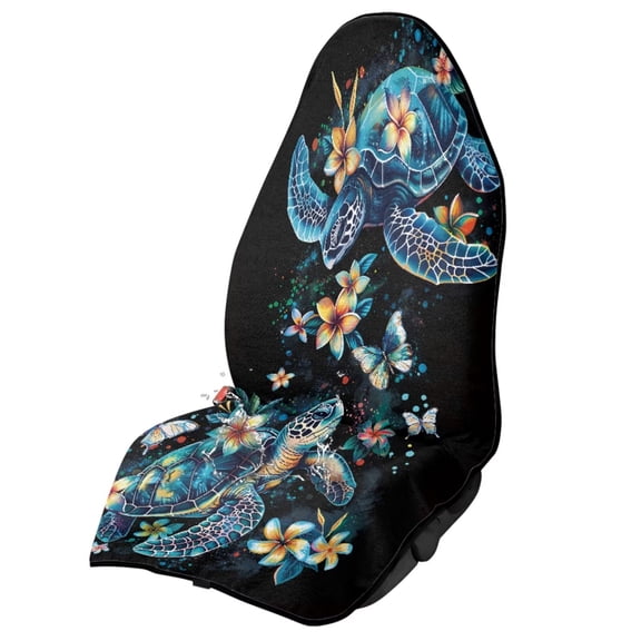 Garronmavis Waterproof Stain Resistant Front Car Seat Towel Cover 1 PC Universal Fit Sweat Protection for Workout Outdoor Daily Use Fits Most Cars SUV Trucks Sedan Van Turtle