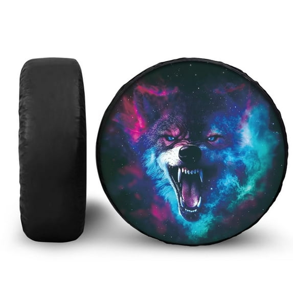 Garronmavis Wolf Rv Spare Tire Cover Auto Spare Tires and Wheel Storages Sun Protection Dustproof Waterproof Elastic Rv Spare Tire Cover 15 Inch Wheel