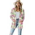 thumbnail image 1 of Garronmavis Women's Lightweight Open Front Cardigans Plus Size Long Sleeve Kimono Cover Ups for Women Beach Cardigan Sweater Jacket Pink Roses, 1 of 6