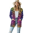thumbnail image 1 of Garronmavis Womens Cardigan Sweater with Pockets Lightweight Long Sleeve Cardigan Soft Drape Open Front Fall Dusters Plus Size Cover Up Jacket Purple Leopard, 1 of 6