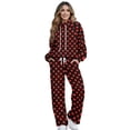 thumbnail image 1 of Garronmavis Womens Sweat Suits 2 Piece Set Polka Dot Sweatshirt Long Sleeve Hoodies Jogger Sweatpants Tracksuit Wide Leg with Pockets Red, Size L, 1 of 6