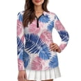 thumbnail image 1 of Garronmavis Zipper Golf Shirt for Women Long Sleeve Tennis Shirts Collared Shirt Tops Athletic Casual Workout Tops Tropical Golf Shirts for Women, Tropical Palms Print, Size XS, 1 of 7