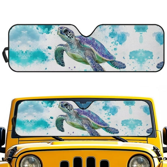 GarronmavisTie-Dye Turtle Windshield Sun Shade for Jeep Wrangler JK JKU JL JLU1997-2024,Window Sun Visor for UV Rays & Heat Protection Easy to Install Heat Reflector-Keep Your Vehicle Cool