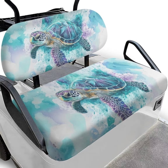 GarronmavisTie-dyed Turtle Universal Golf Cart Seat Covers 2-Pack Soft Polyester Stretch-Fit Front Seats Protectors Compatible with EZGO & Club Car Easy to Install