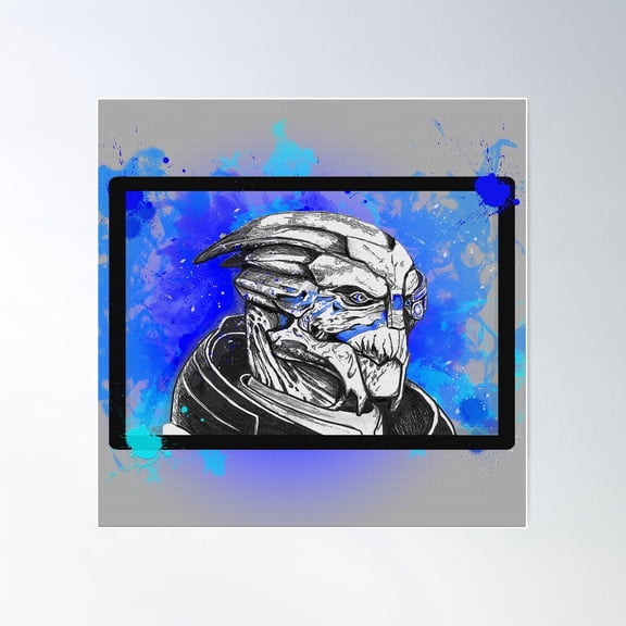 Garrus Vakarian: Mass Effect (Blue) Poster Wall Art, Modern Wall Decor For Living Room Bedroom, 24x24 UNFRAMED