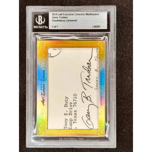 Garry Trudeau 2014 Leaf Masterpiece Cut Signature card 1/1 JSA Doonesbury