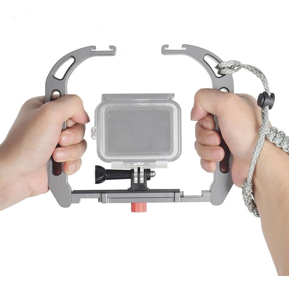 Garsent Dive Rig, Action Camera Rig, Underwater Camera Handheld Grip, Aluminum Alloy Underwater Diving Stabilizer for LED Light Video Recording
