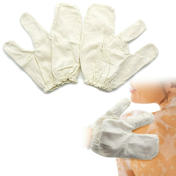Garshana Gloves Raw Silk Massage Gloves Ayurvedic Massage, Raw Silk Gloves Garshana with Elastic Wrist Bands, 100% Raw Silk for Dry Skin Brushing Massage