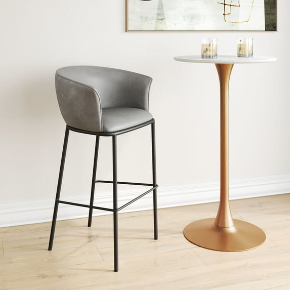 Garston Barstool Gray Barstool, Modern Style, Plush and durable faux leather fabric, Plywood, Indoor Bar