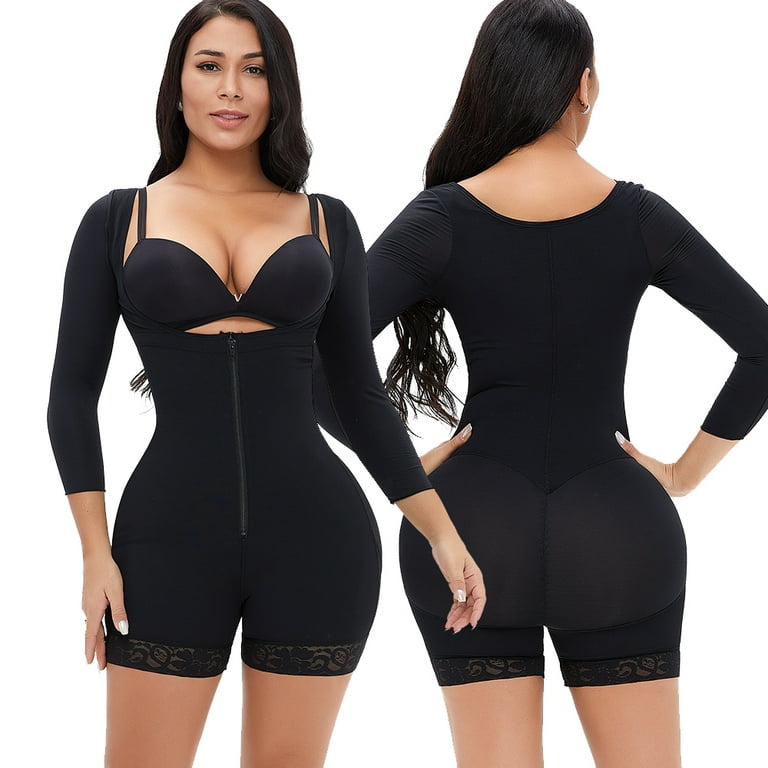 Women Shapewear Bodysuit Full Body Shaper with Sleeves 3 in 1 Post Surgery  Firm Control Fajas Compression Garment