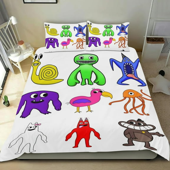Garten Of Banban Themed Bed Sheet Set Three Piece Set 53x79 Inches Comfortable And Skin Friendly Unique Design Creating A Star Studded Night