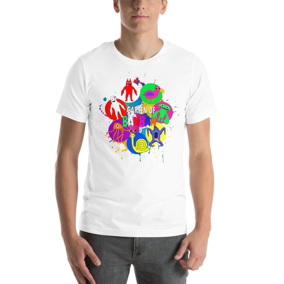 Garten of Banban T-shirt Design – Unique & Playful Cartoon Characters (White, L)