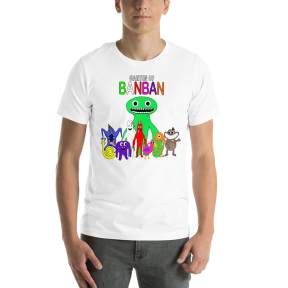 Garten of Banban T-shirt Design – Unique & Playful Cartoon Characters (White, XS)