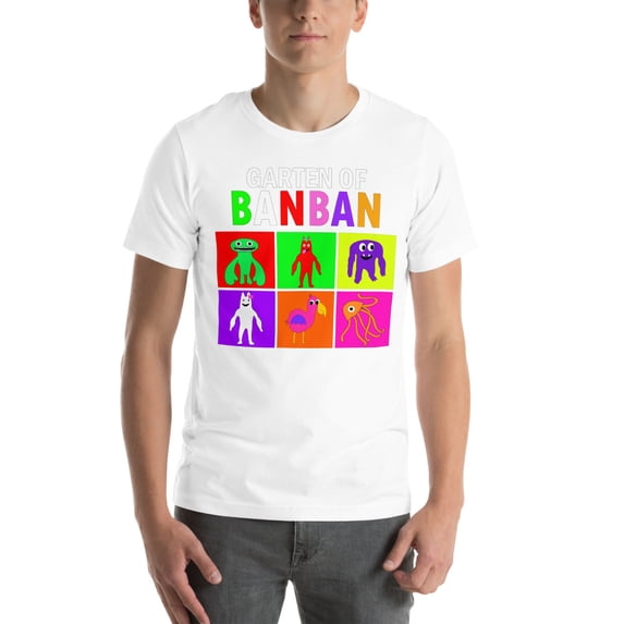 Garten of Banban T-shirt Design – Unique & Playful Cartoon Characters (White, XS)