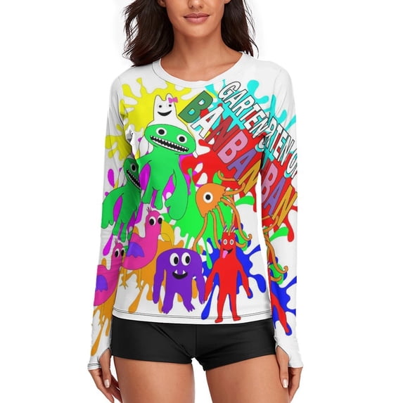 Garten of Banban Women's Sunscreen Shirt Long Sleeve Workout Tops Crewneck Soft Comfy Tees Casual T-Shirt S