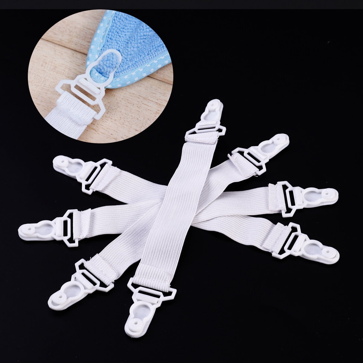Garter Style Bed Sheet Grippers, 4pcs Garter Style Elastic Bed Sheet