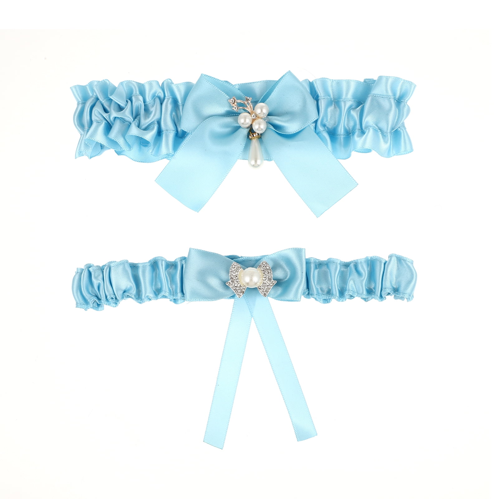 Garter Wedding Bride Bridal Leg Garters Belt Lace Thigh Band Set Bow Dress Gater Day Blue